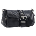 PRADA Shoulder Bag Leather Black Silver Auth BA15835V