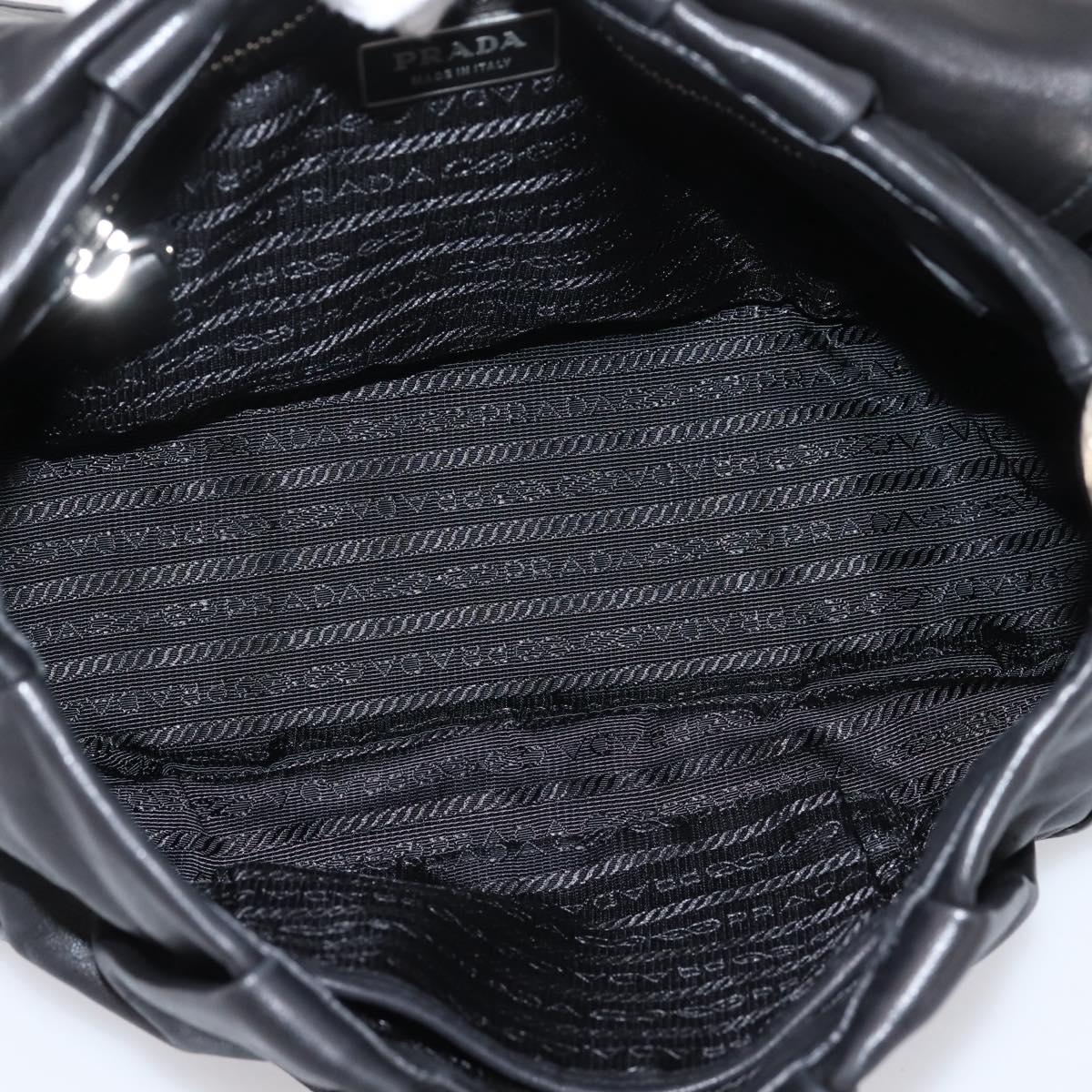 PRADA Shoulder Bag Leather Black Silver Auth BA15921M