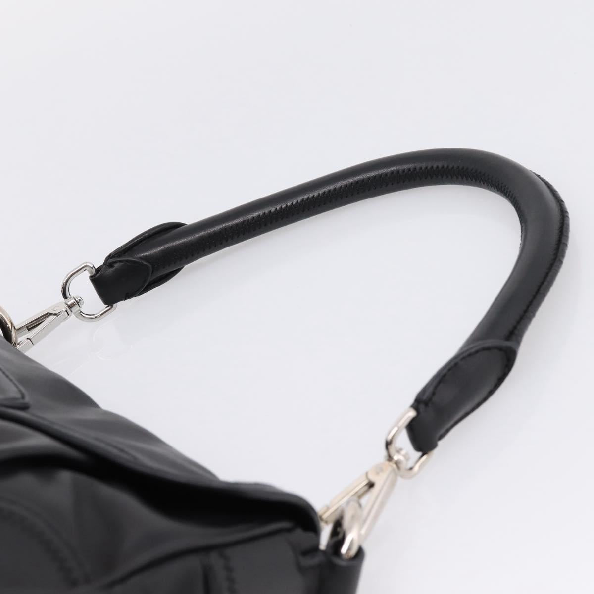 PRADA Shoulder Bag Leather Black Silver Auth BA15921M