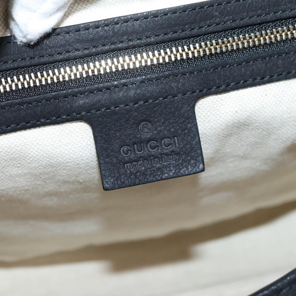GUCCI New Jackie Shoulder Bag Leather Black Gold 277520 Auth BA15959V