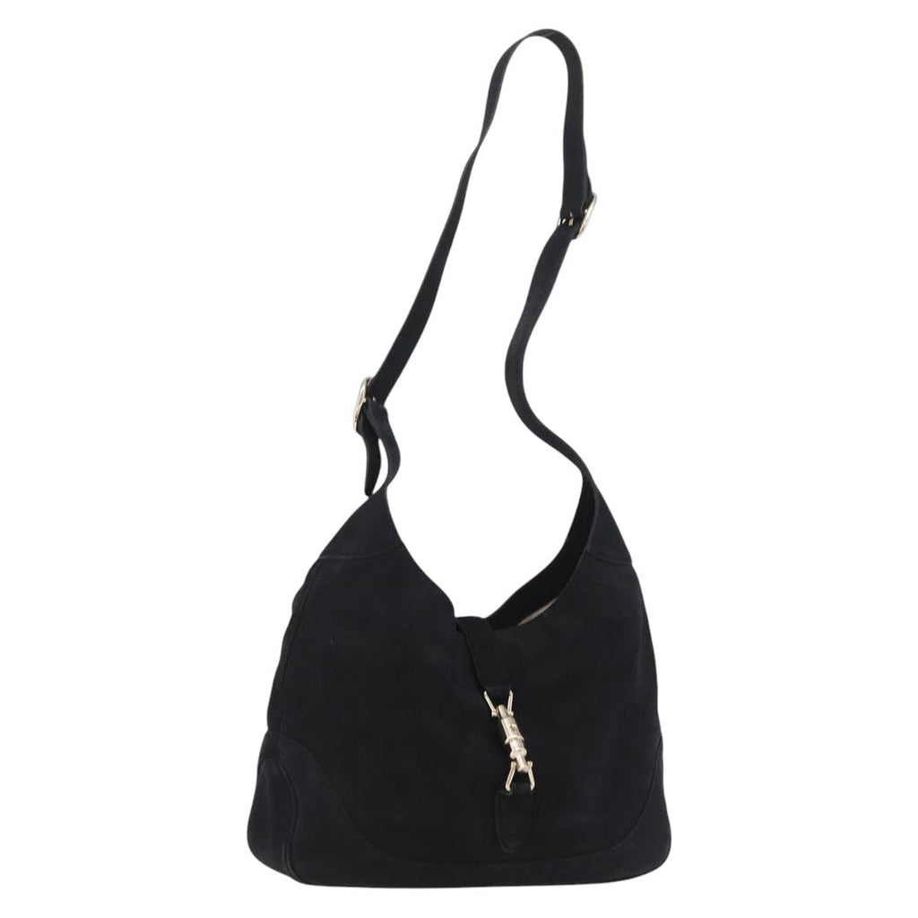 GUCCI New Jackie Shoulder Bag Leather Black Gold 277520 Auth BA15959V