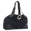 GUCCI GG Canvas Tote Bag Black Gold 223972 Auth BA15960V