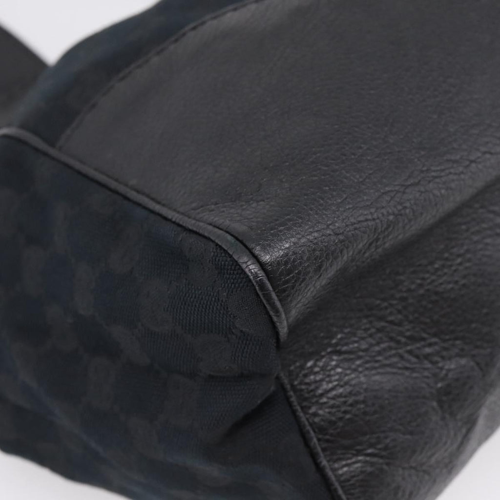 GUCCI GG Canvas Tote Bag Black Gold 223972 Auth BA15960V