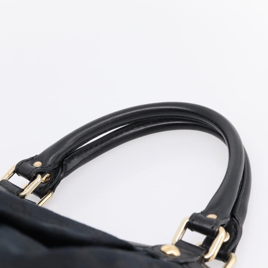 GUCCI GG Canvas Sukey Hand Bag Black Gold 211944 Auth BA15982V