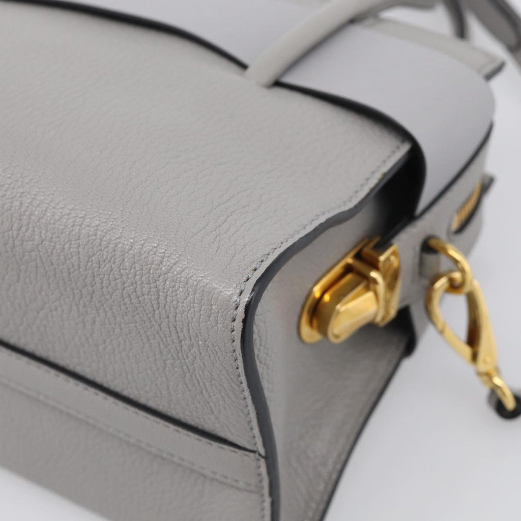 Miu Miu Hand Bag Leather 2way Gray Gold Tone Auth BA16268V