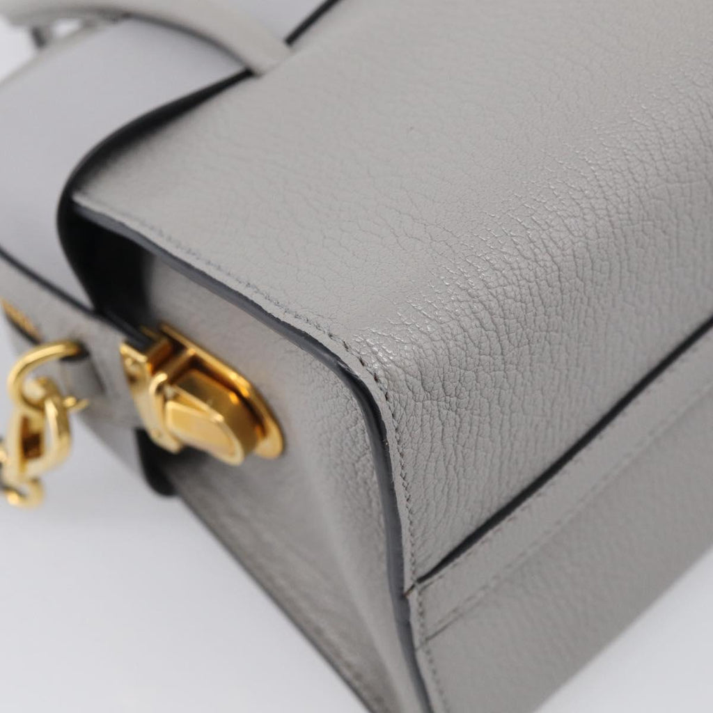 Miu Miu Hand Bag Leather 2way Gray Gold Tone Auth BA16268V