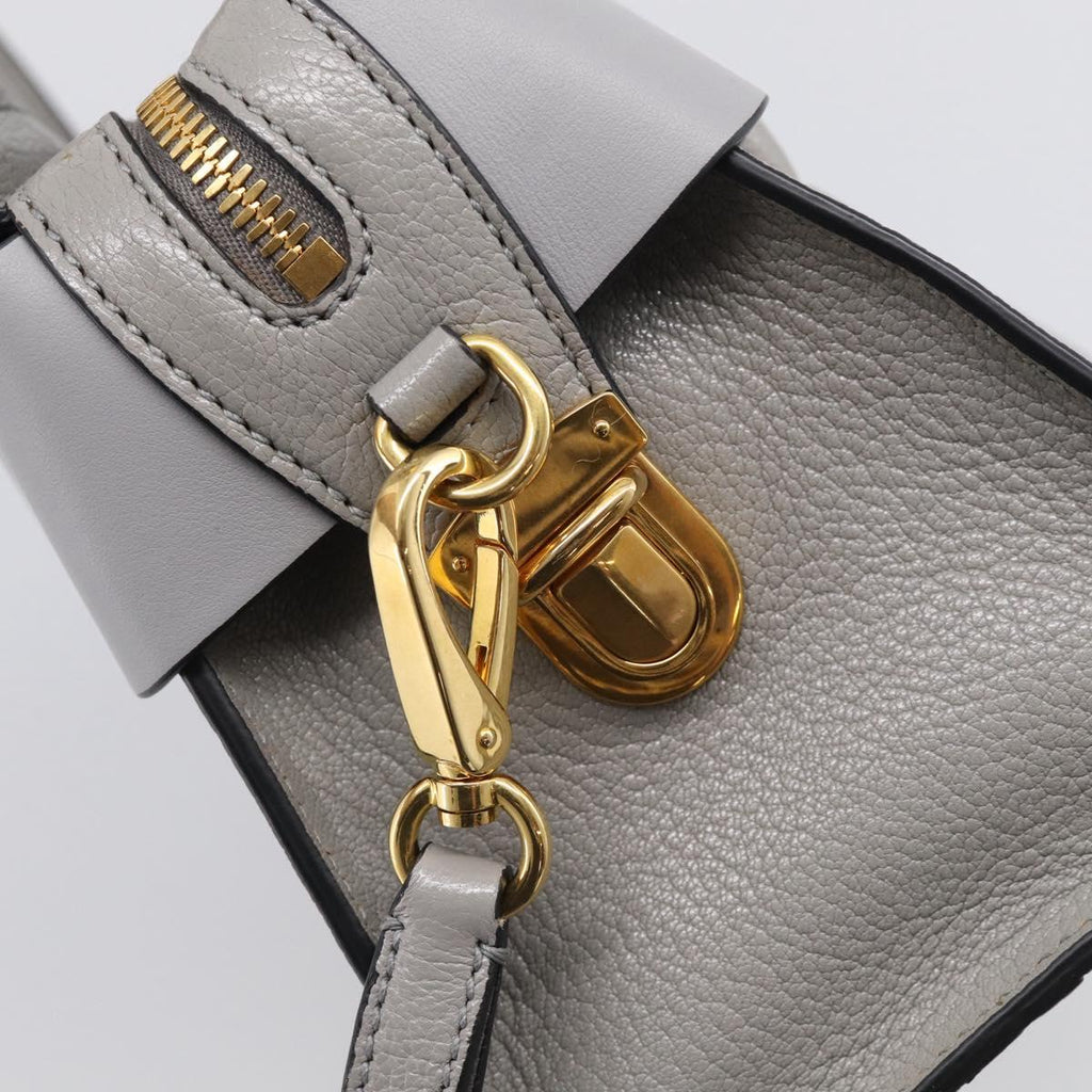 Miu Miu Hand Bag Leather 2way Gray Gold Tone Auth BA16268V