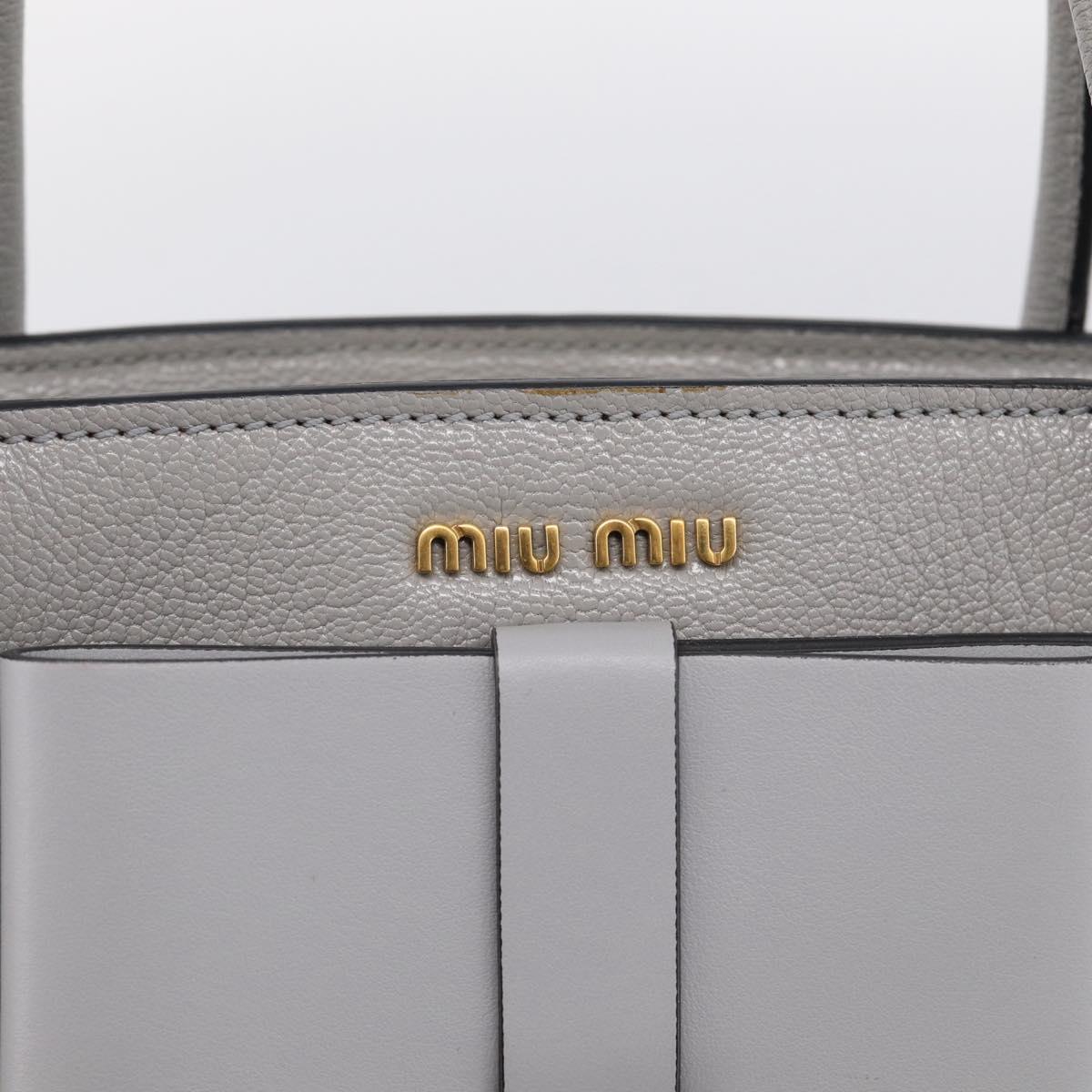 Miu Miu Hand Bag Leather 2way Gray Gold Tone Auth BA16268V