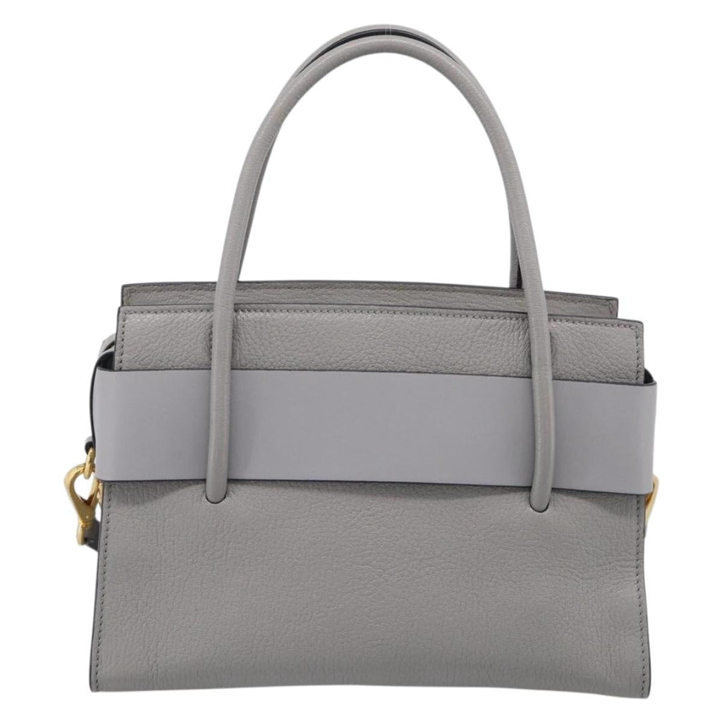 Miu Miu Hand Bag Leather 2way Gray Gold Tone Auth BA16268V