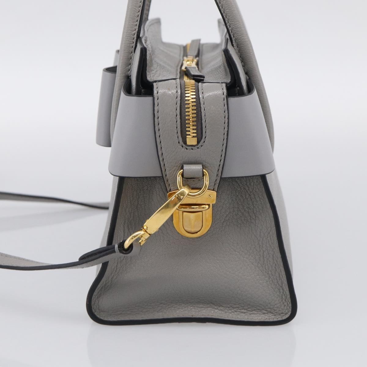 Miu Miu Hand Bag Leather 2way Gray Gold Tone Auth BA16268V