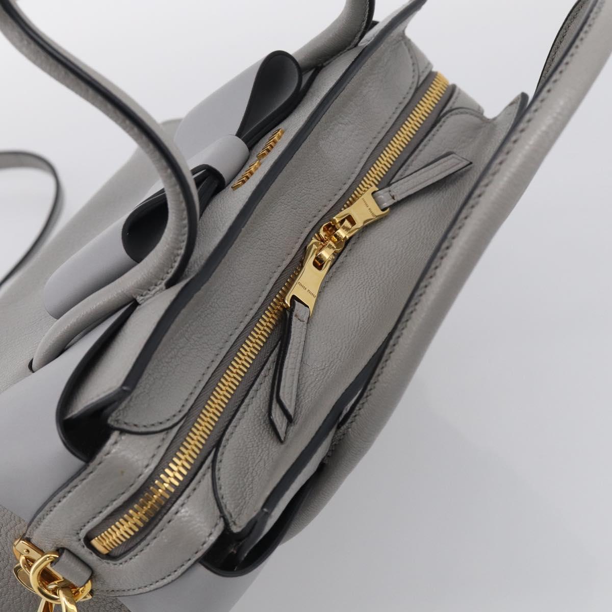 Miu Miu Hand Bag Leather 2way Gray Gold Tone Auth BA16268V