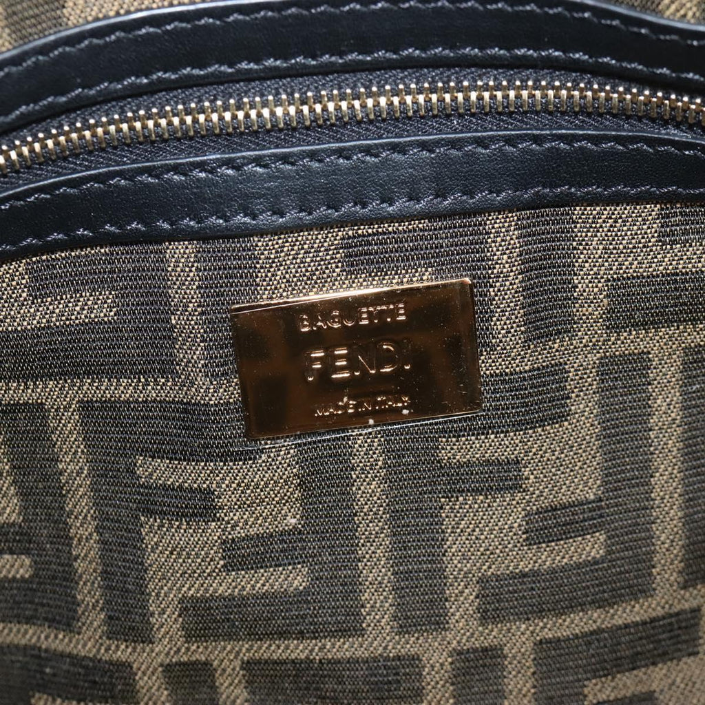 FENDI Zucca Canvas Mamma Baguette Shoulder Bag Brown Gold 8BR600 Auth BA16286SM