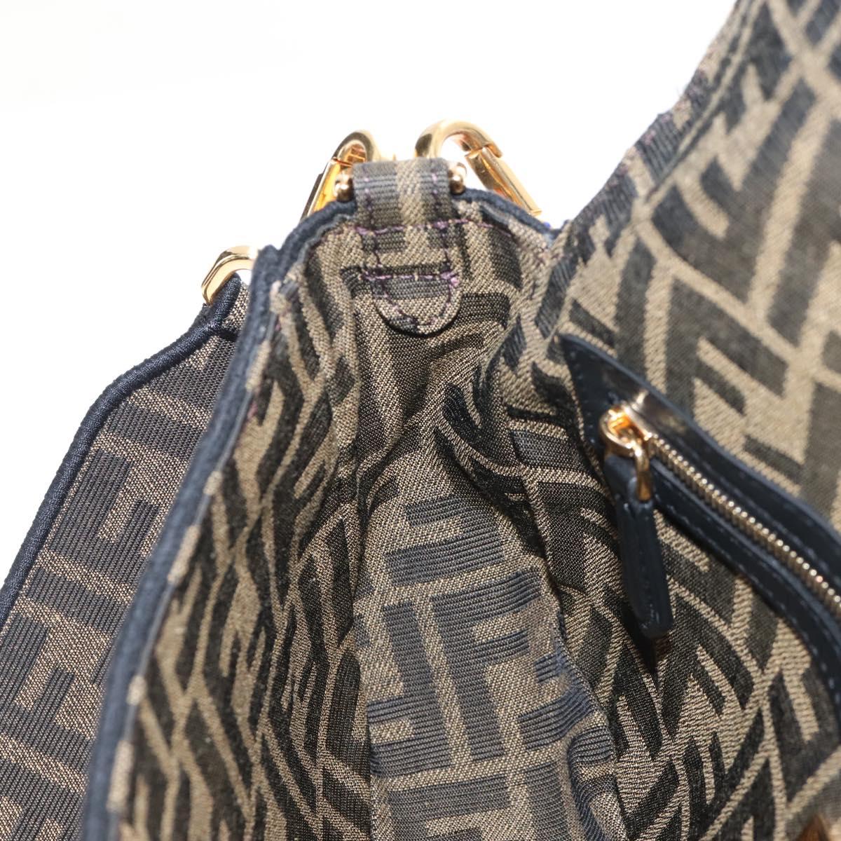 FENDI Zucca Canvas Mamma Baguette Shoulder Bag Brown Gold 8BR600 Auth BA16286SM