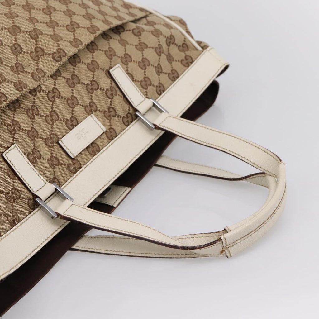GUCCI GG Canvas Tote Bag Beige Silver 153213 Auth BA16315