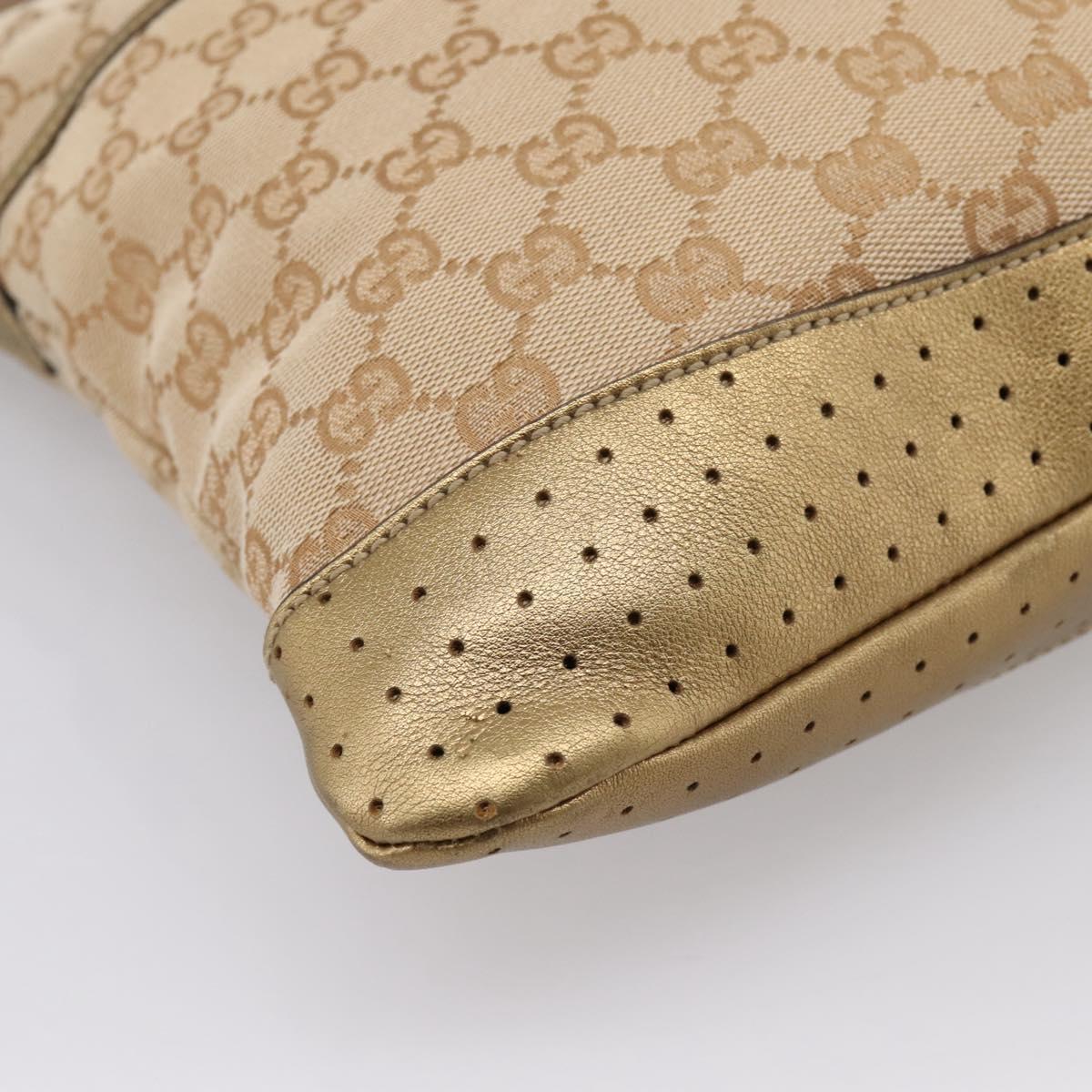 GUCCI GG Canvas Shoulder Bag Beige Gold Tone 145857 Auth BA16341A