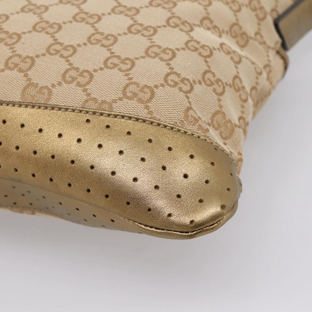 GUCCI GG Canvas Shoulder Bag Beige Gold Tone 145857 Auth BA16341A