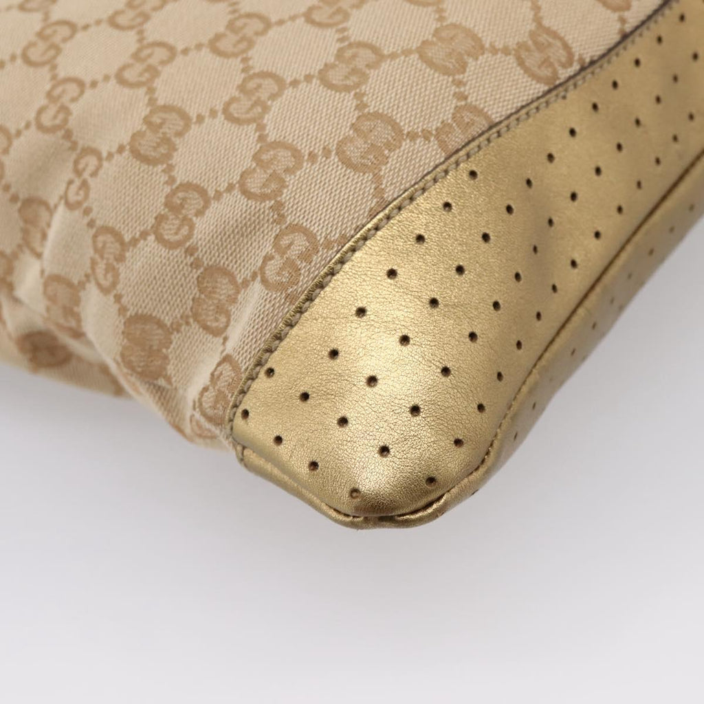 GUCCI GG Canvas Shoulder Bag Beige Gold Tone 145857 Auth BA16341A