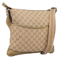 GUCCI GG Canvas Shoulder Bag Beige Gold Tone 145857 Auth BA16341A