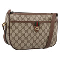 GUCCI GG Supreme Web Sherry Line Shoulder Bag PVC Beige Gold Auth BA16354