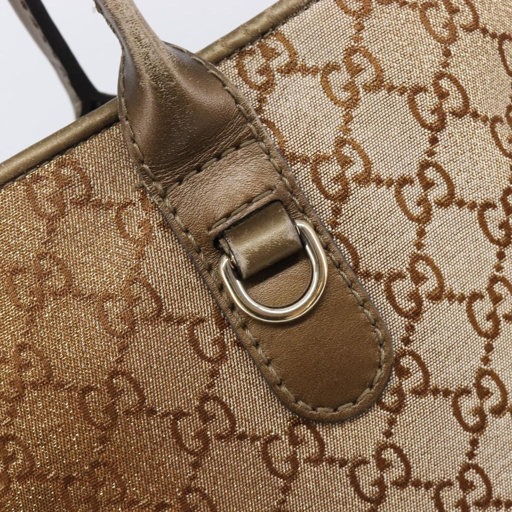 GUCCI GG Canvas Tote Bag Beige Gold 269956 Auth BA16448