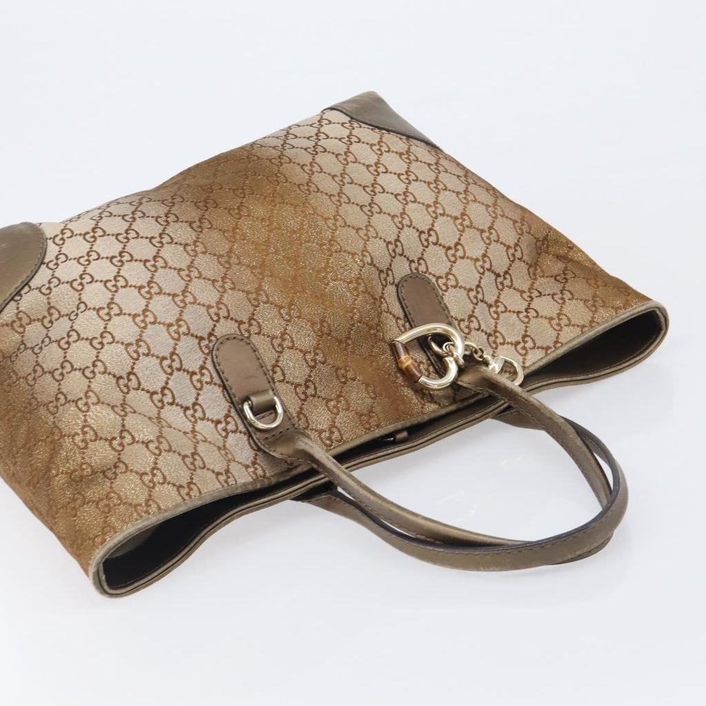 GUCCI GG Canvas Tote Bag Beige Gold 269956 Auth BA16448
