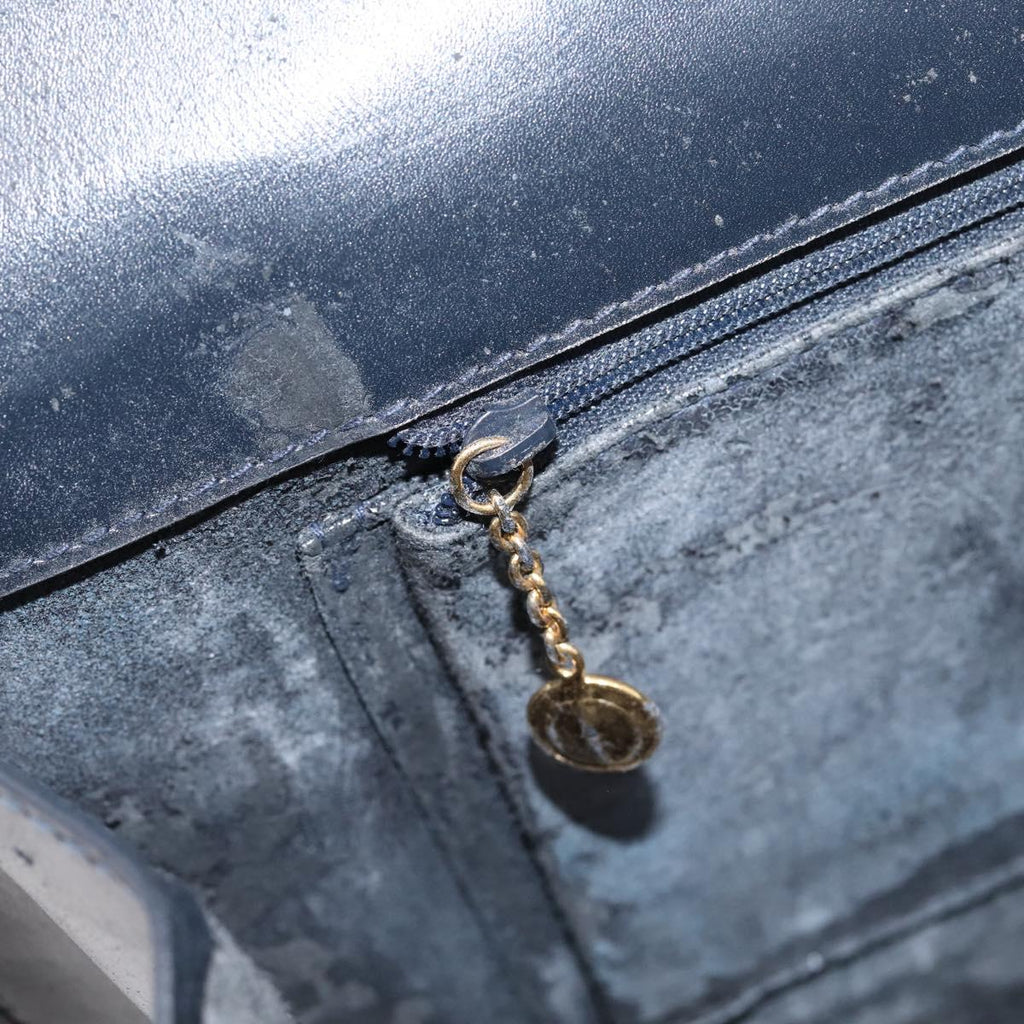 GUCCI Tote Bag Suede Navy Gold Auth BA16467