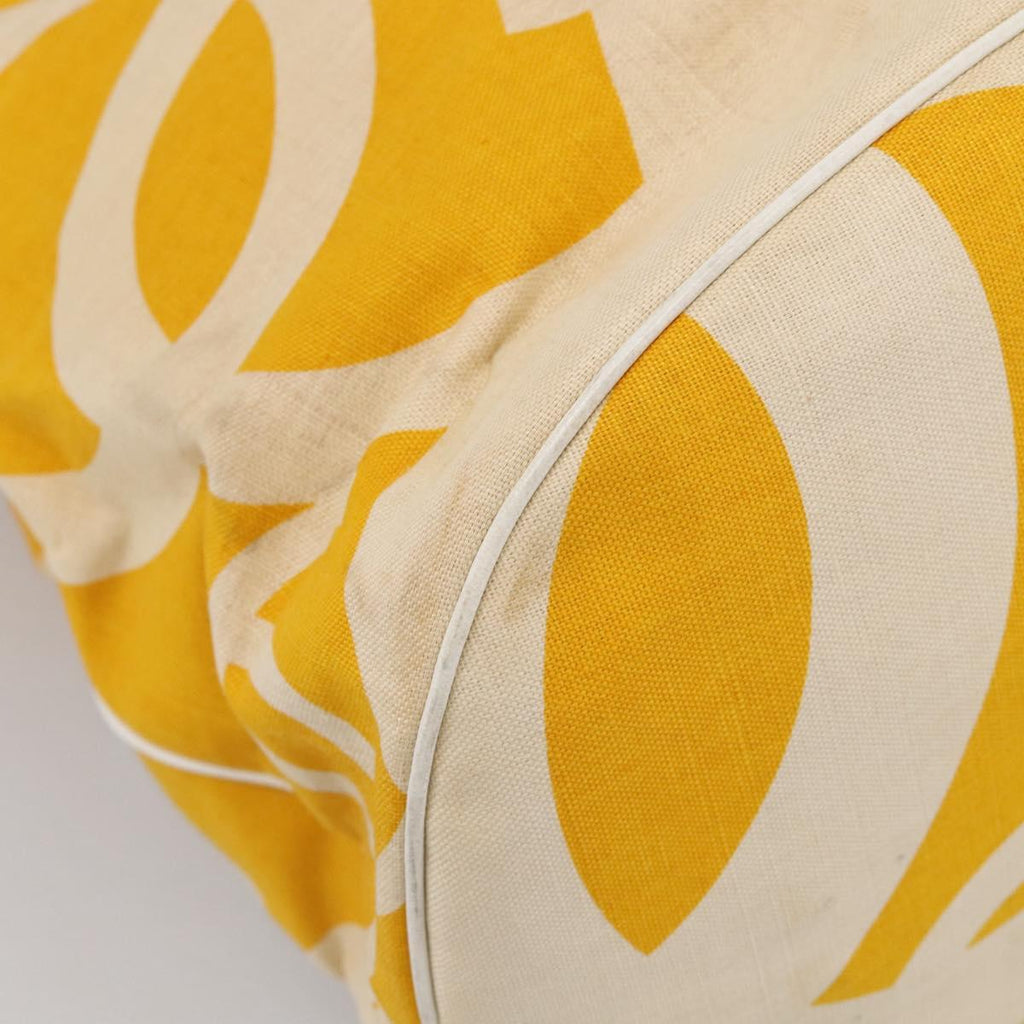 CHANEL Drawstring Chain Shoulder Bag Canvas Yellow Gold Tone CC Auth BA16485