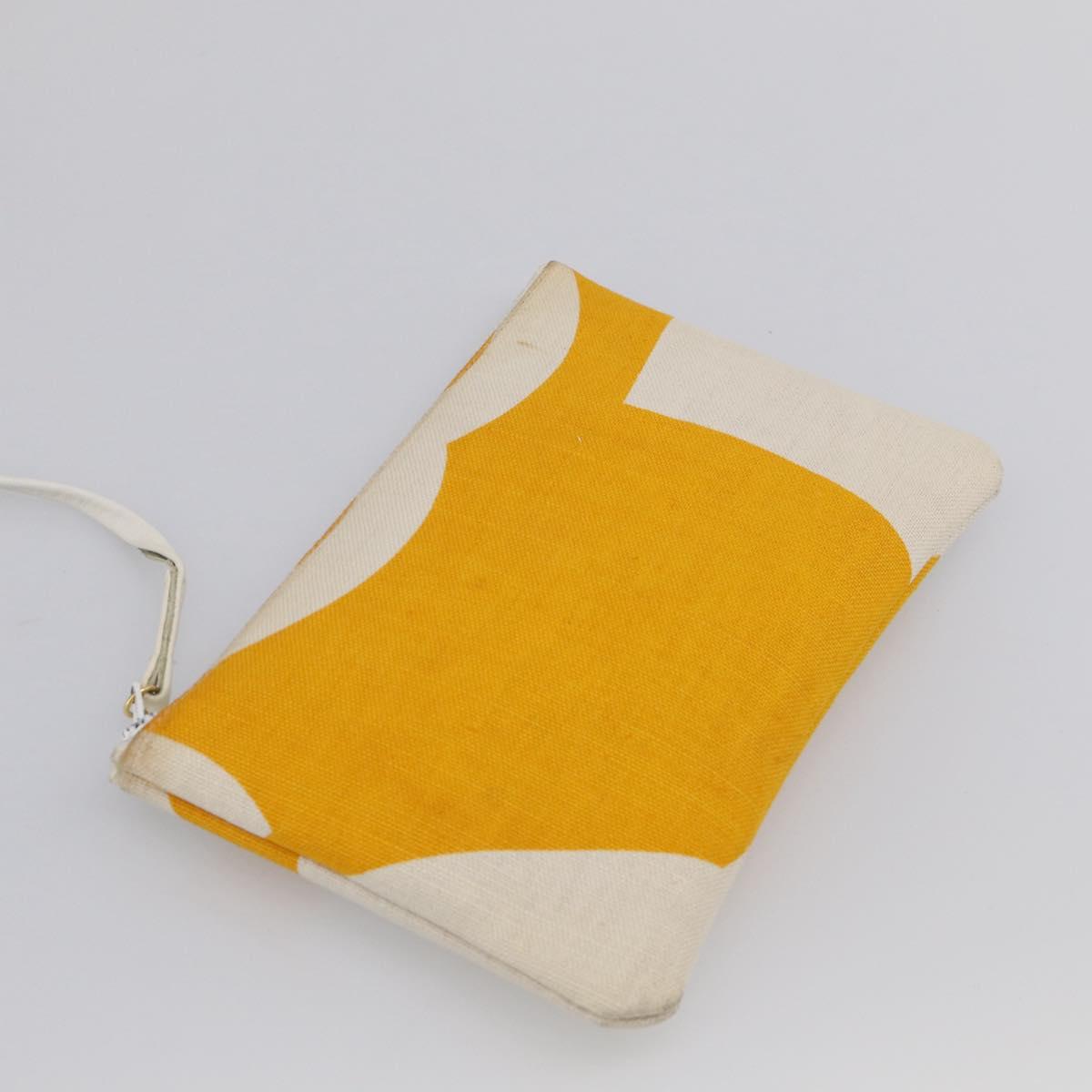 CHANEL Drawstring Chain Shoulder Bag Canvas Yellow Gold Tone CC Auth BA16485