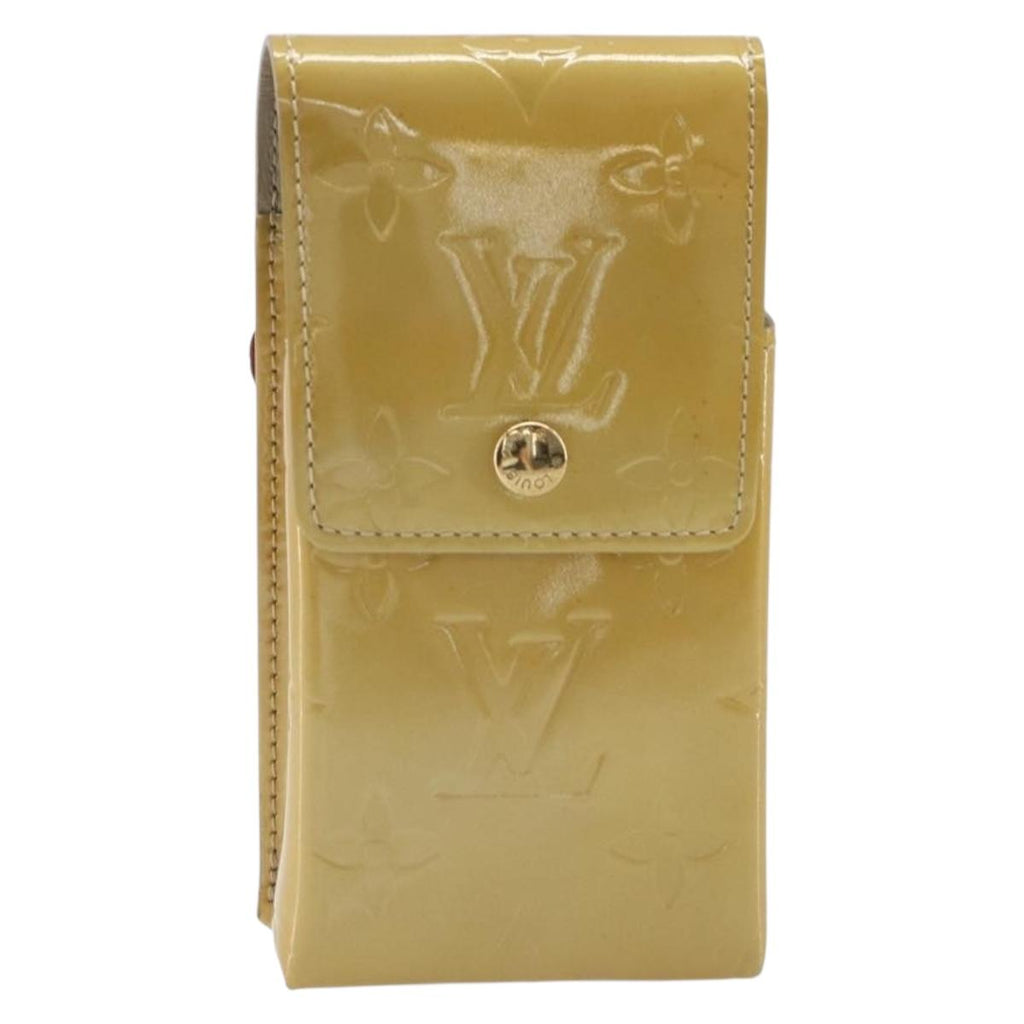 LOUIS VUITTON Monogram Vernis Green Cigarette Case Beige M91048 LV Auth BA16613