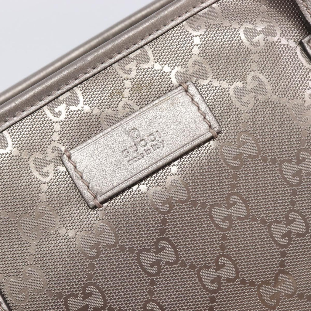 GUCCI GG Implementation Tote Bag PVC Leather Silver 211138 Auth BA16629A
