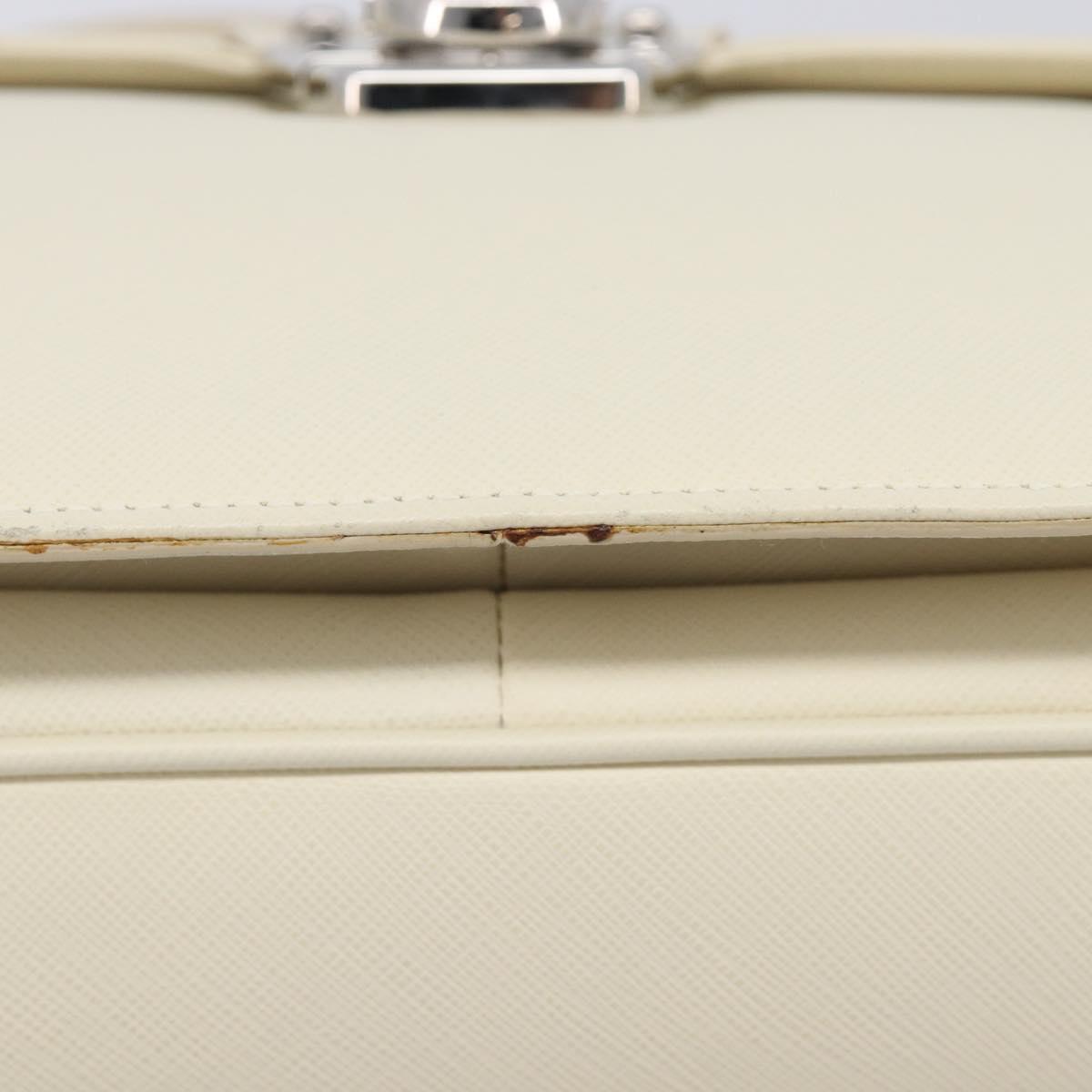 Salvatore Ferragamo Gancini Hand Bag Leather 2way White Silver Auth BA16665V