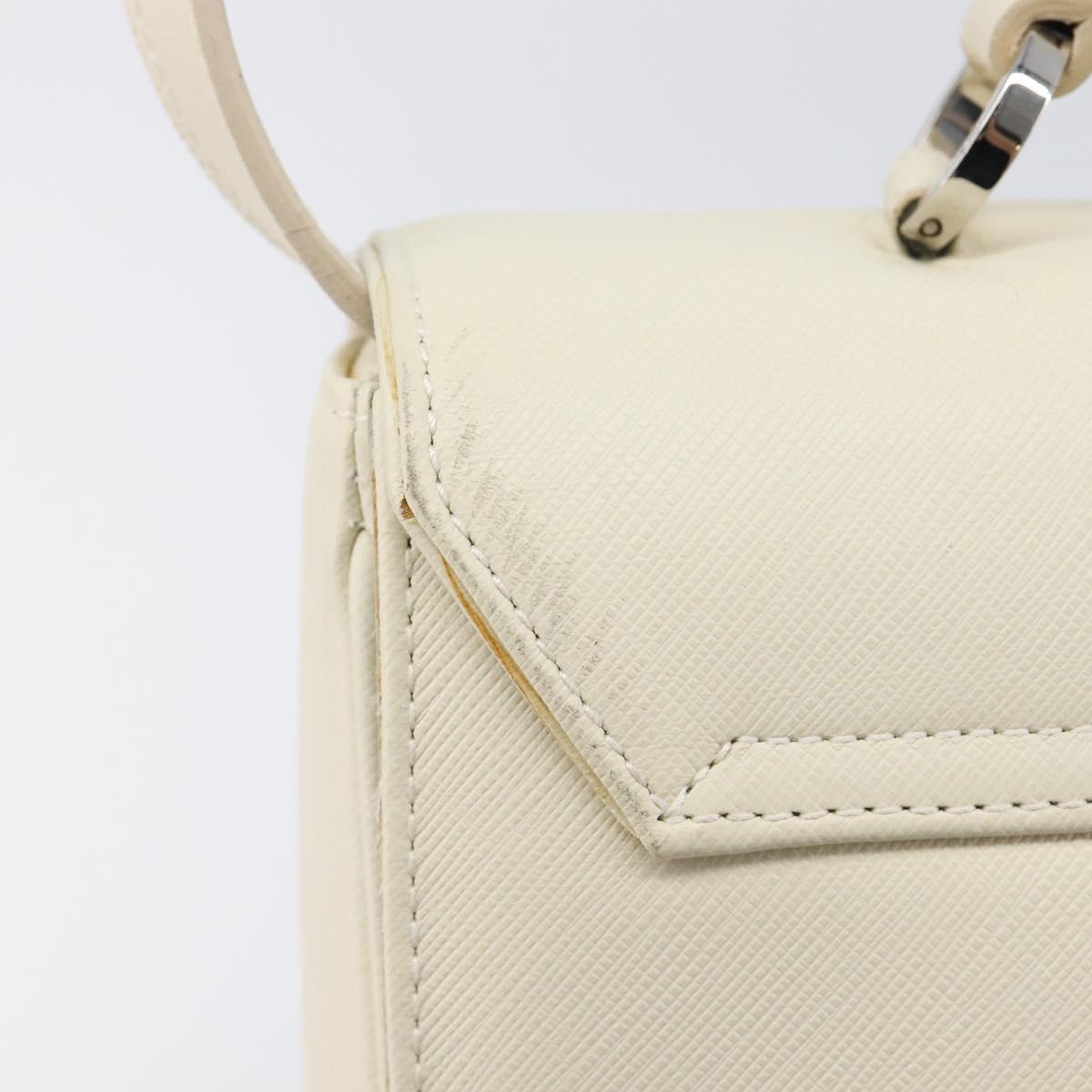 Salvatore Ferragamo Gancini Hand Bag Leather 2way White Silver Auth BA16665V
