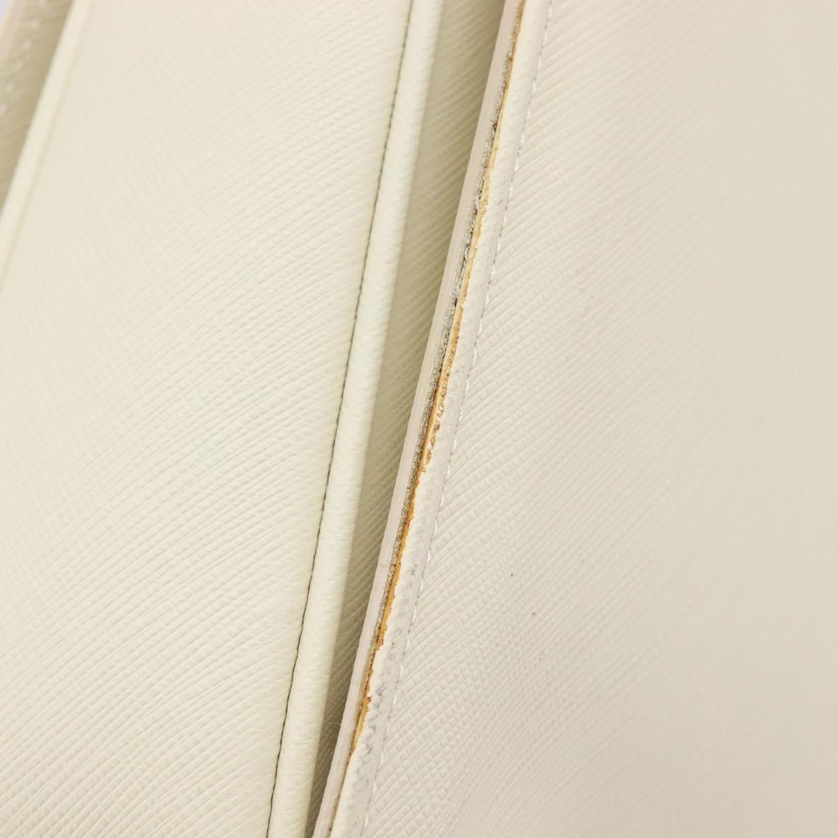 Salvatore Ferragamo Gancini Hand Bag Leather 2way White Silver Auth BA16665V