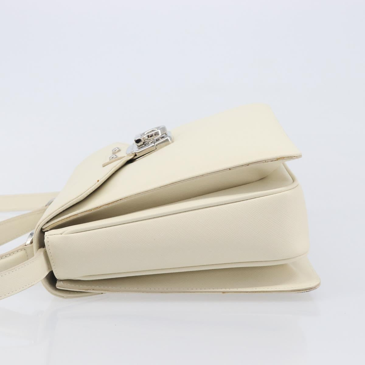 Salvatore Ferragamo Gancini Hand Bag Leather 2way White Silver Auth BA16665V