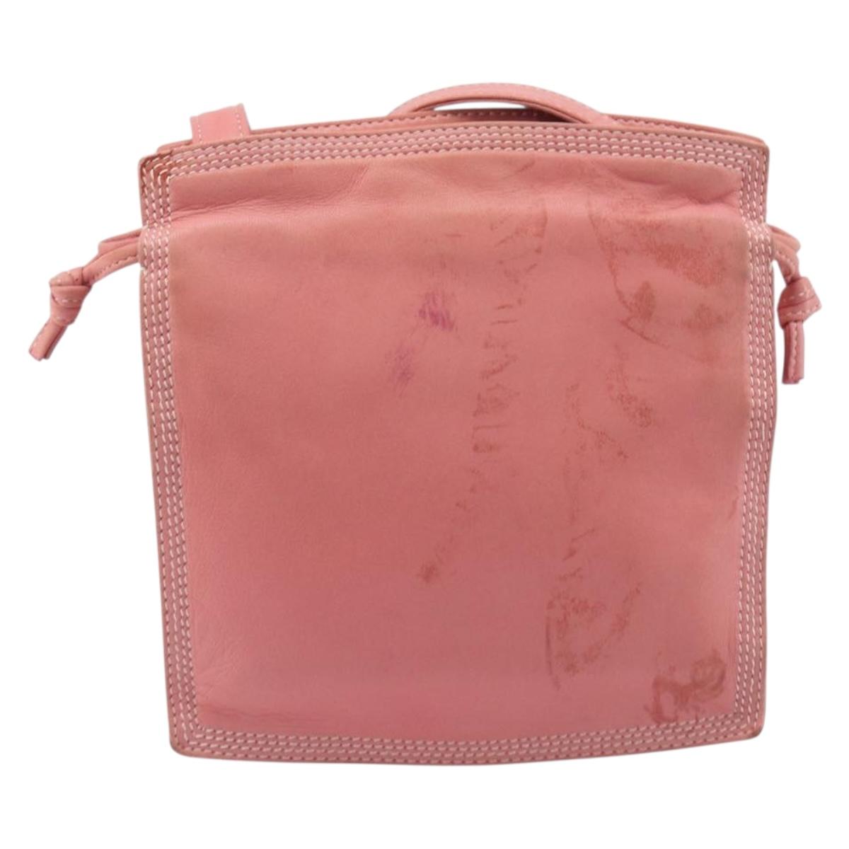 LOEWE Shoulder Bag Leather Pink Gold Auth BA16679