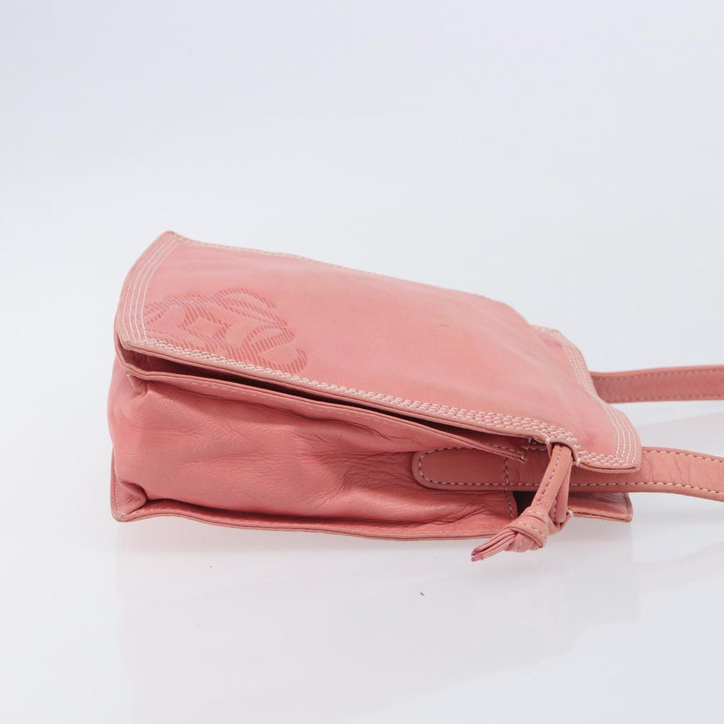 LOEWE Shoulder Bag Leather Pink Gold Auth BA16679