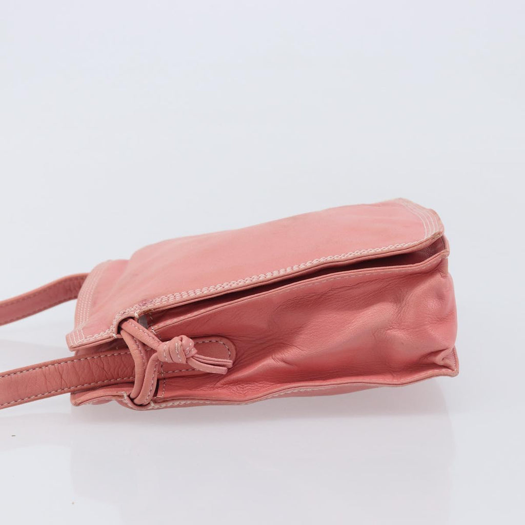 LOEWE Shoulder Bag Leather Pink Gold Auth BA16679