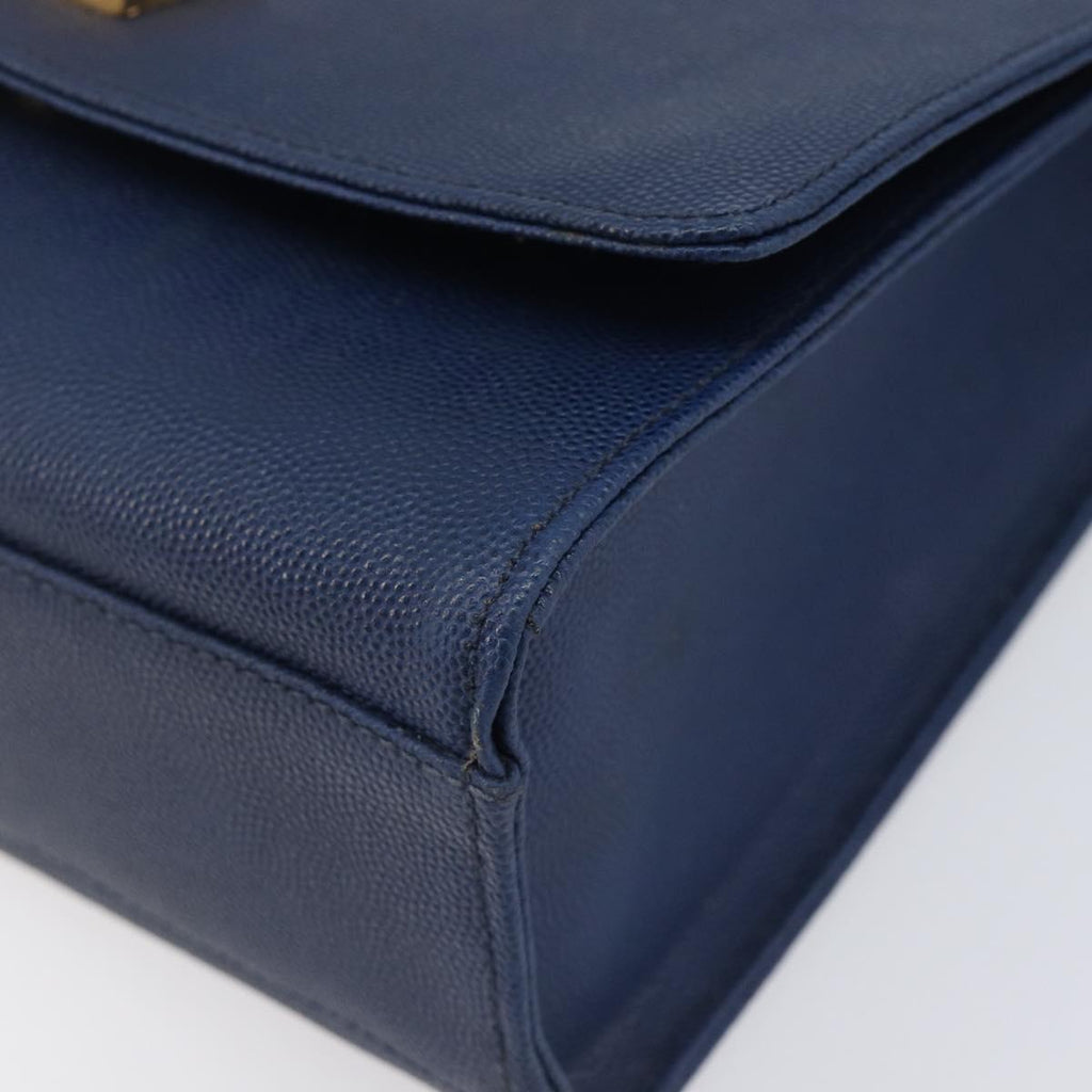 GIVENCHY Shoulder Bag Leather Navy Gold Auth BA16683A