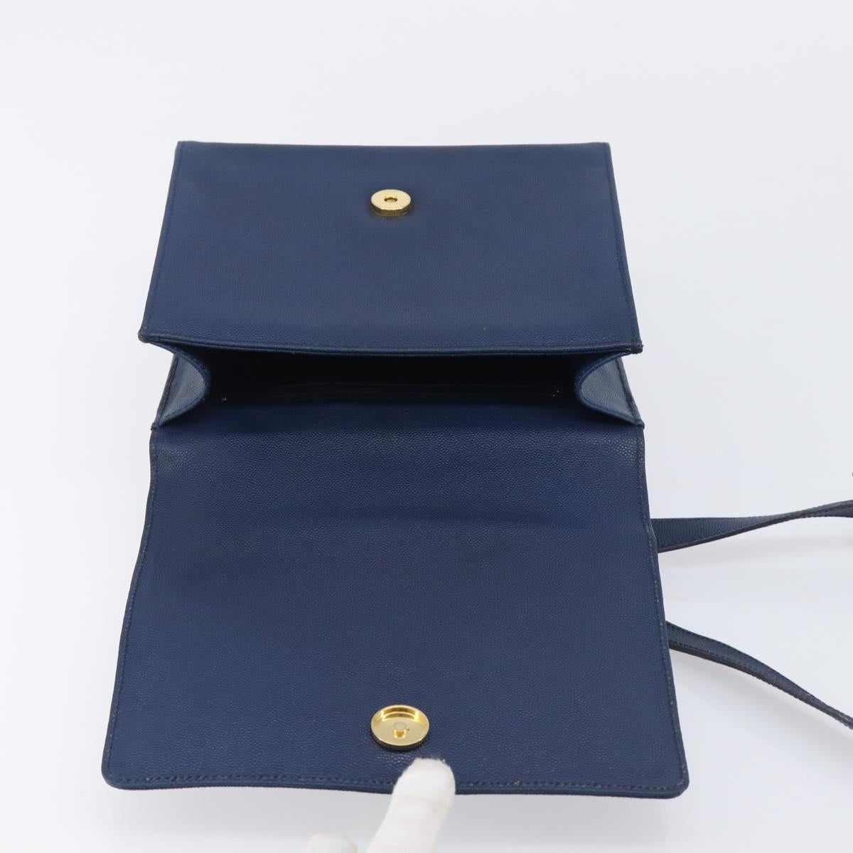 GIVENCHY Shoulder Bag Leather Navy Gold Auth BA16683A