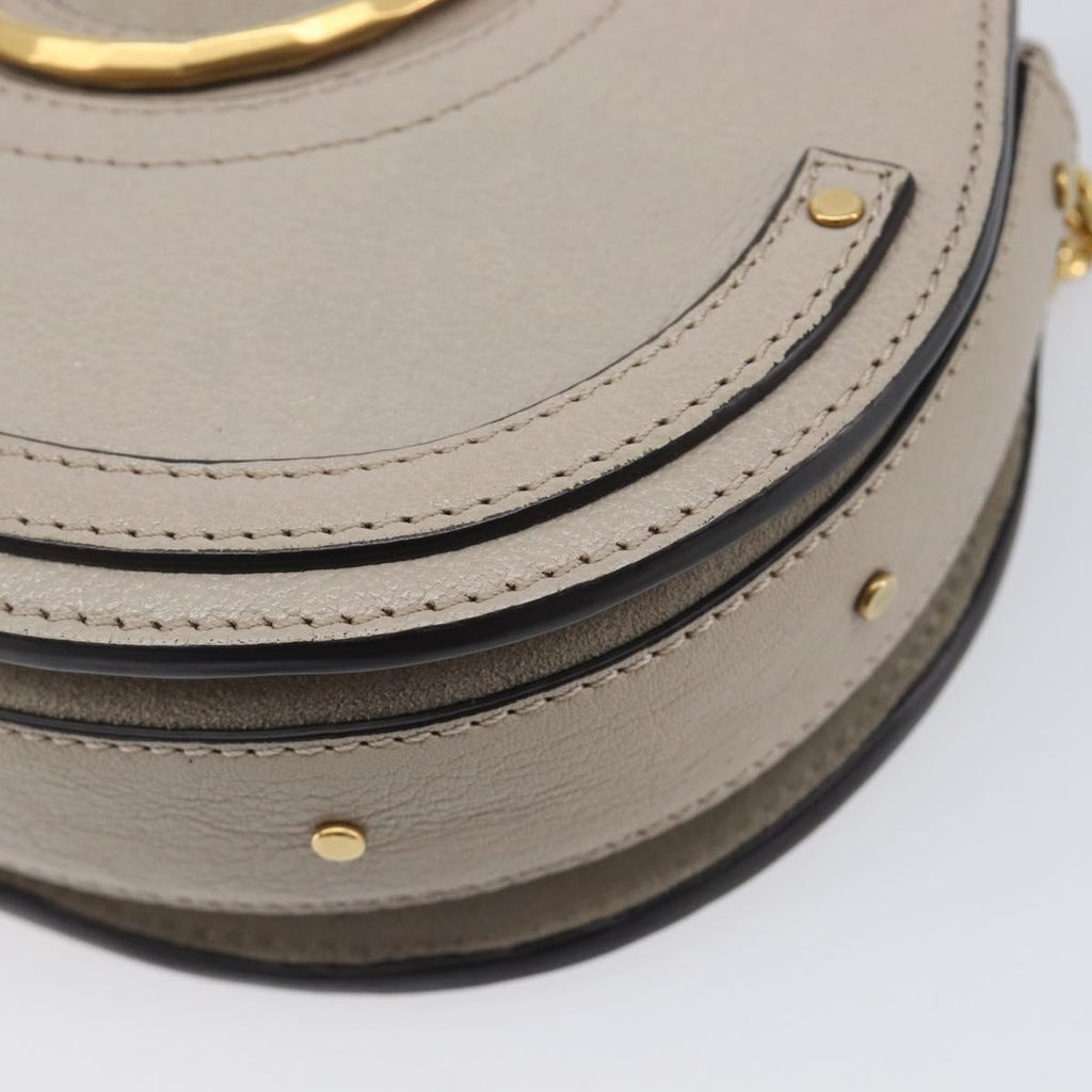 Chloe Pixy Hand Bag Leather 2way Beige Gold Auth BA16685A