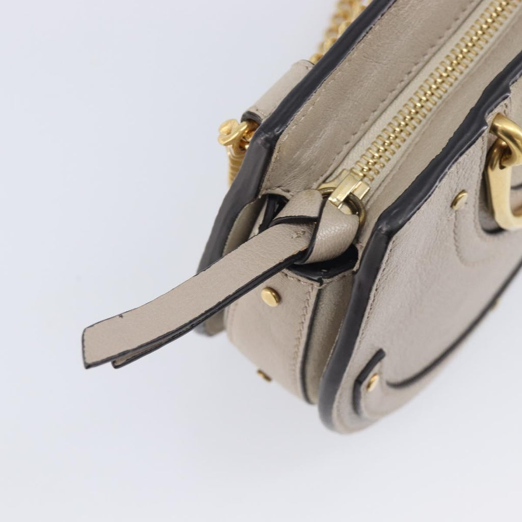 Chloe Pixy Hand Bag Leather 2way Beige Gold Auth BA16685A
