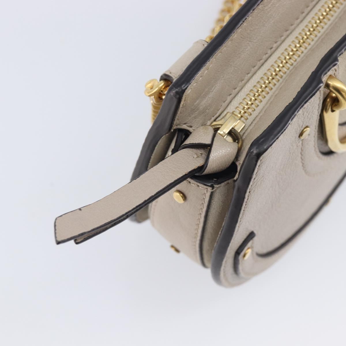 Chloe Pixy Hand Bag Leather 2way Beige Gold Auth BA16685A