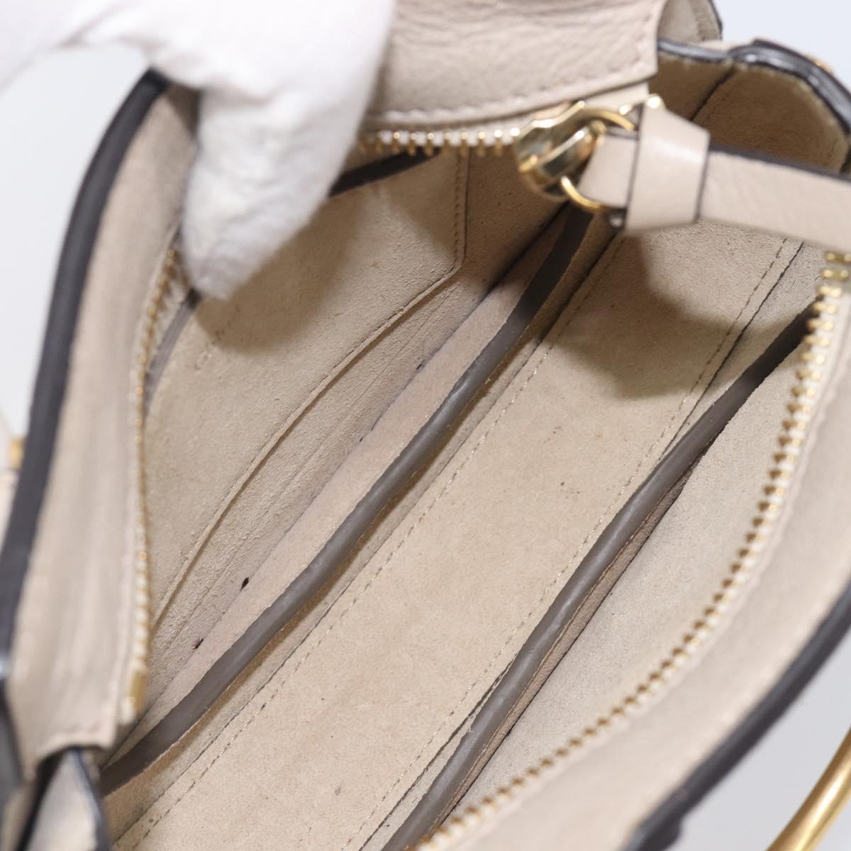 Chloe Pixy Hand Bag Leather 2way Beige Gold Auth BA16685A