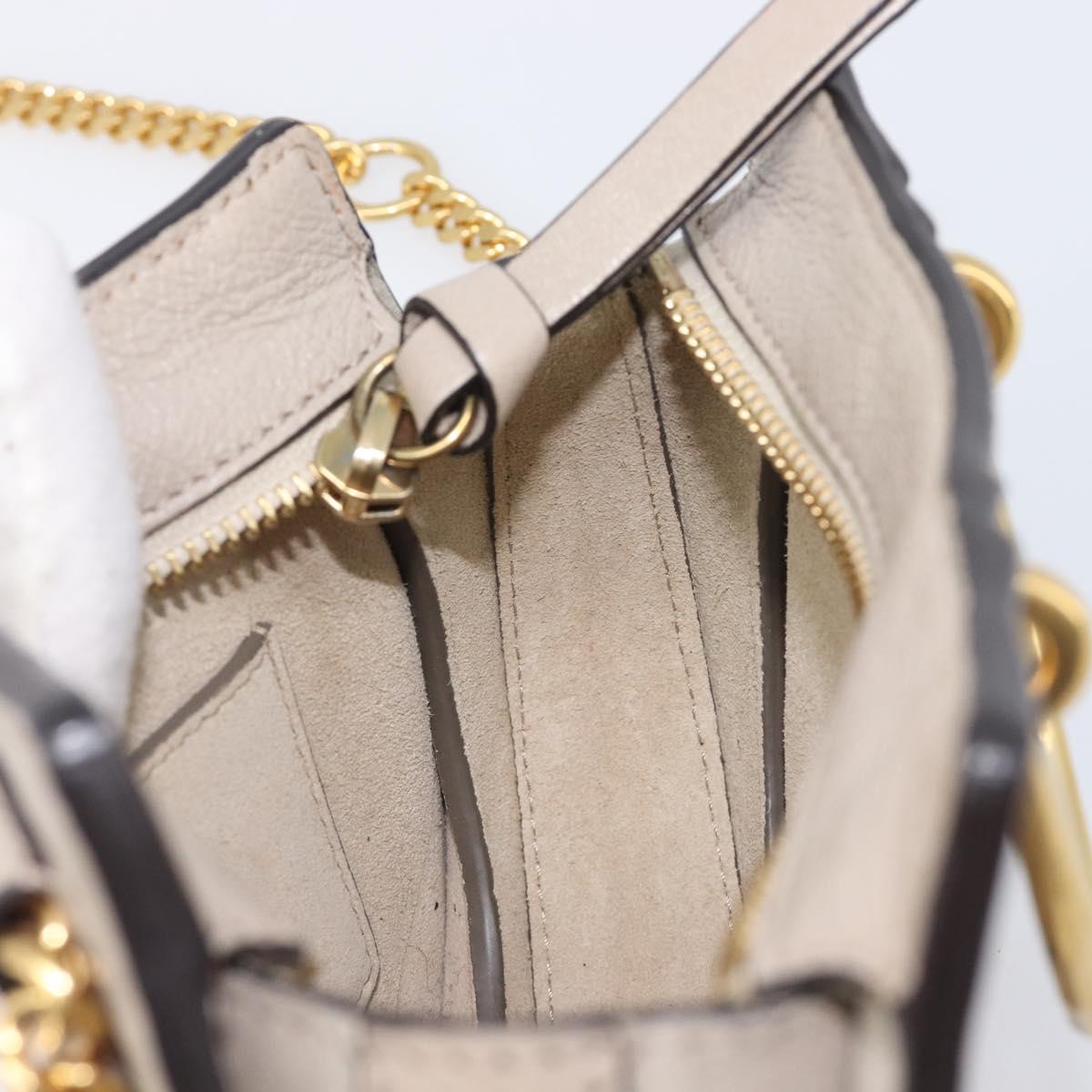 Chloe Pixy Hand Bag Leather 2way Beige Gold Auth BA16685A