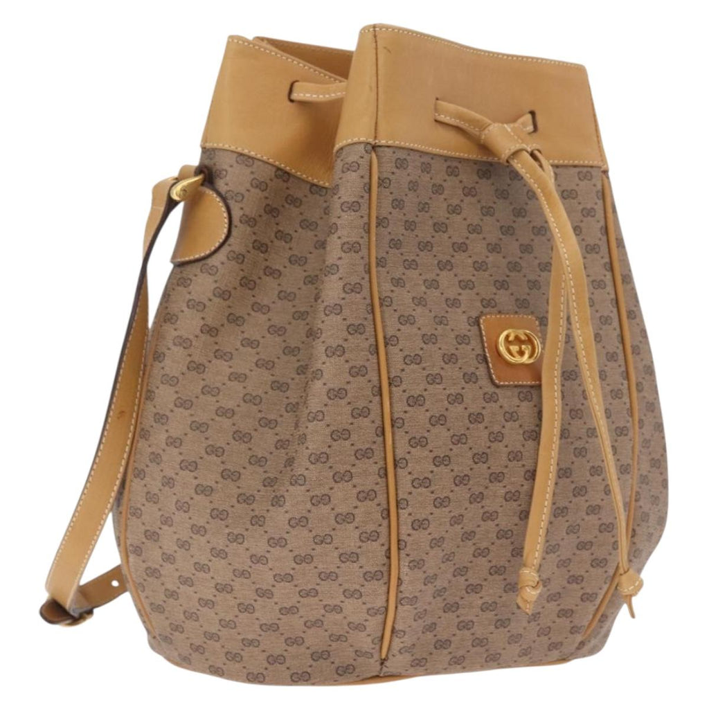 GUCCI Micro GG Supreme Shoulder Bag PVC Beige Gold Auth BA16707