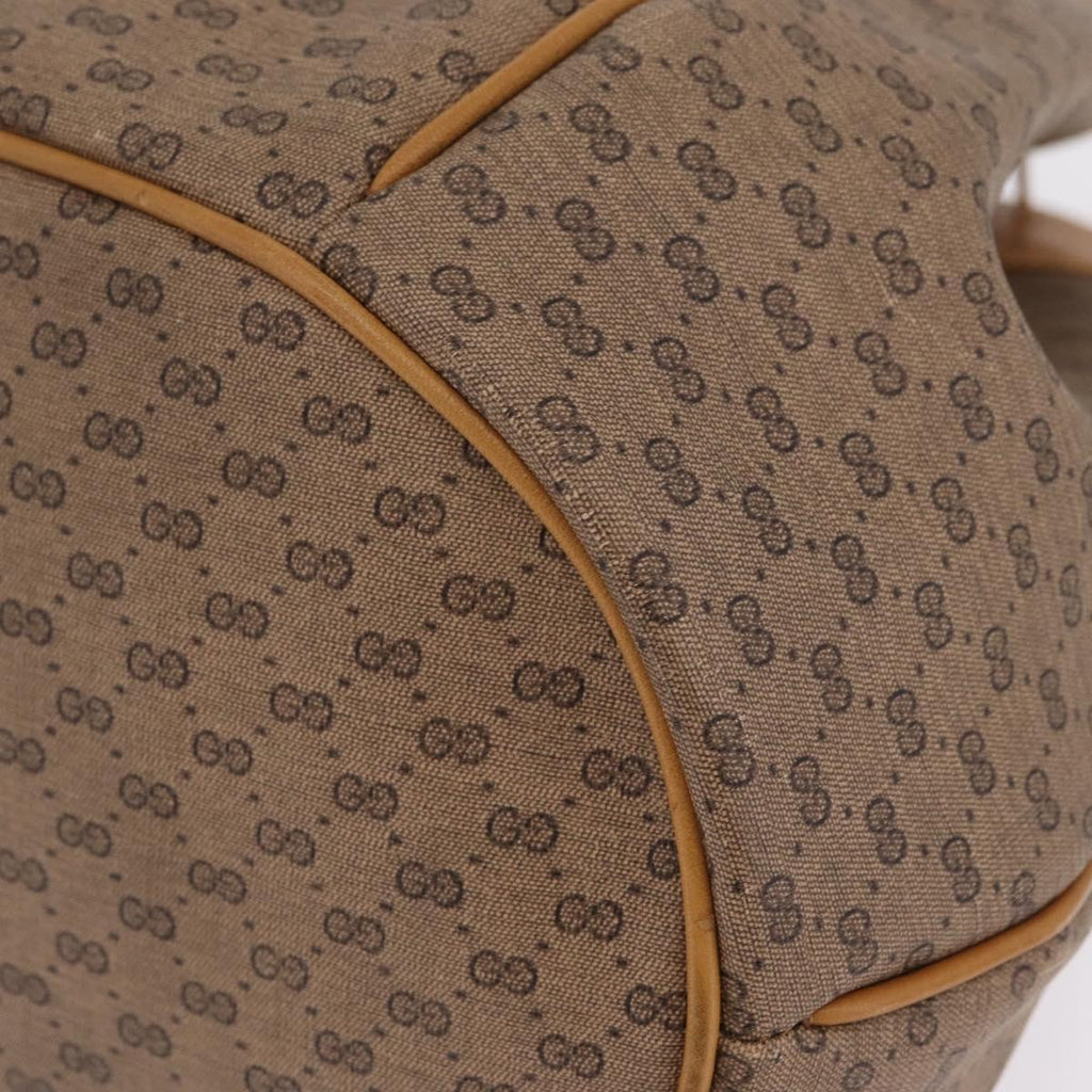 GUCCI Micro GG Supreme Shoulder Bag PVC Beige Gold Auth BA16707