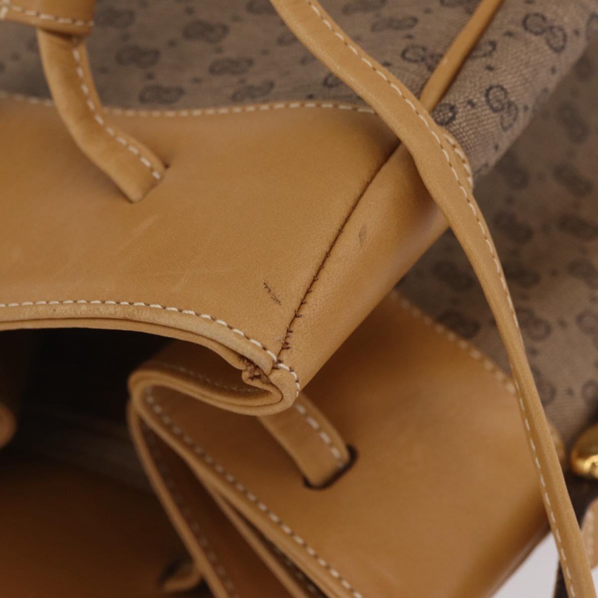 GUCCI Micro GG Supreme Shoulder Bag PVC Beige Gold Auth BA16707