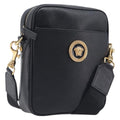 VERSACE Shoulder Bag Leather Black Gold Auth BA16708A