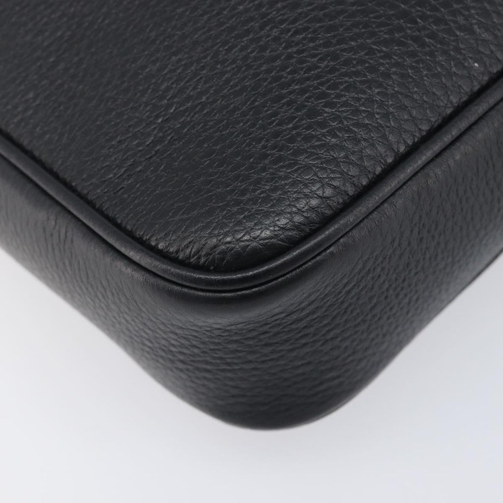 VERSACE Shoulder Bag Leather Black Gold Auth BA16708A