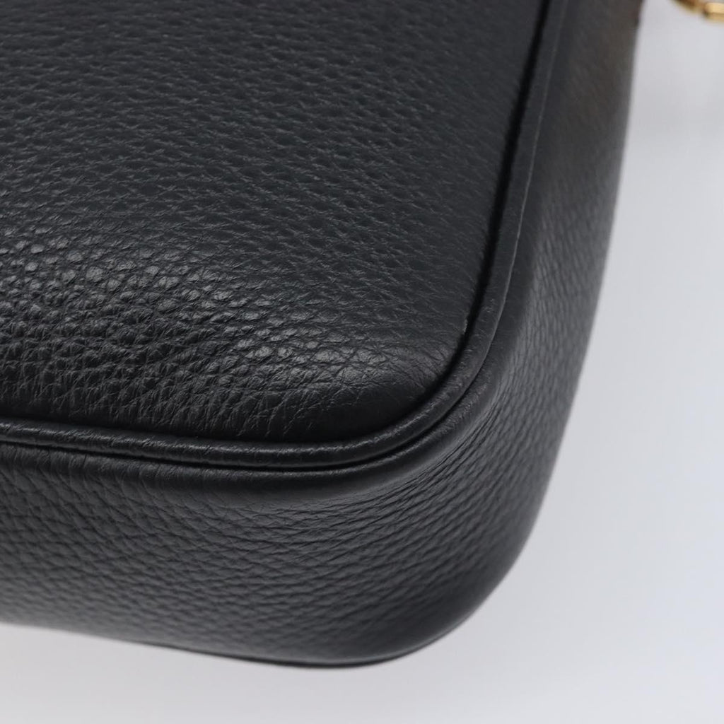 VERSACE Shoulder Bag Leather Black Gold Auth BA16708A